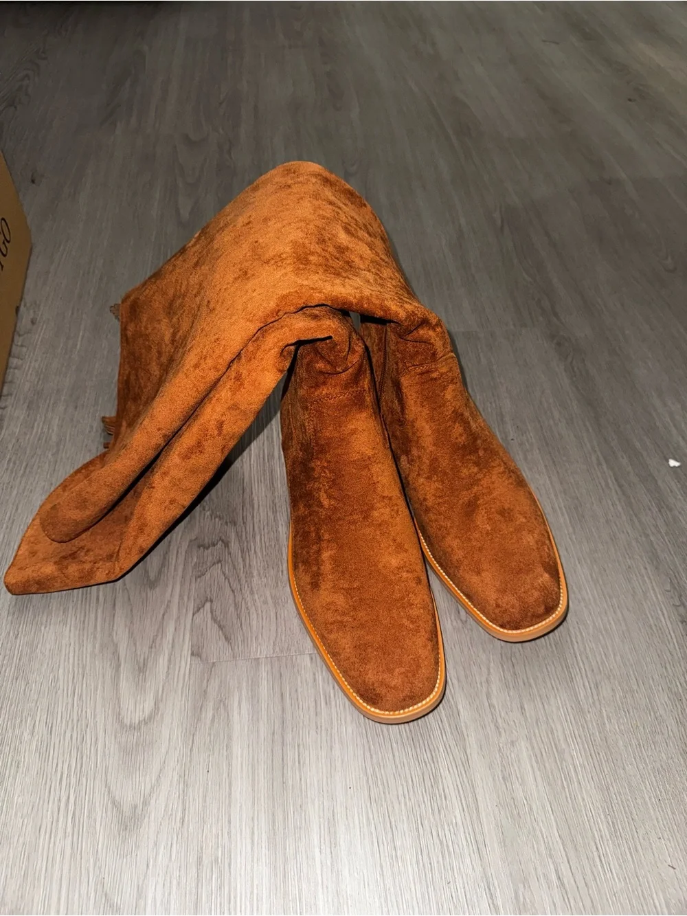 Suede Over-the-Knee Boots - Rust Brown